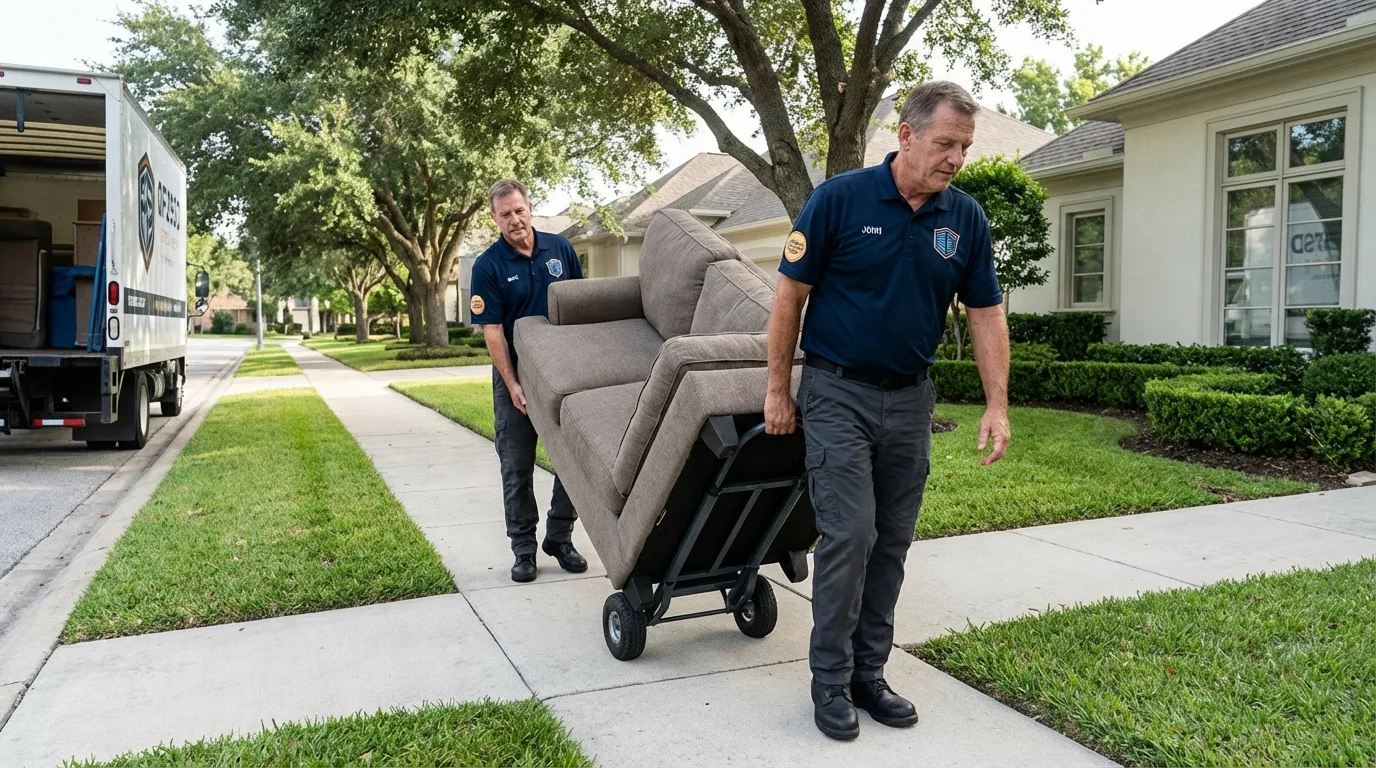 Local residential moving crew loading furniture in Mosquero, NM